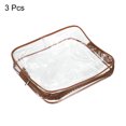 thumbnail image 3 of Uxcell M Size Clear Toiletry Bag Makeup Cosmetic Pouch with Zipper, Brown 3 Pack, 3 of 6
