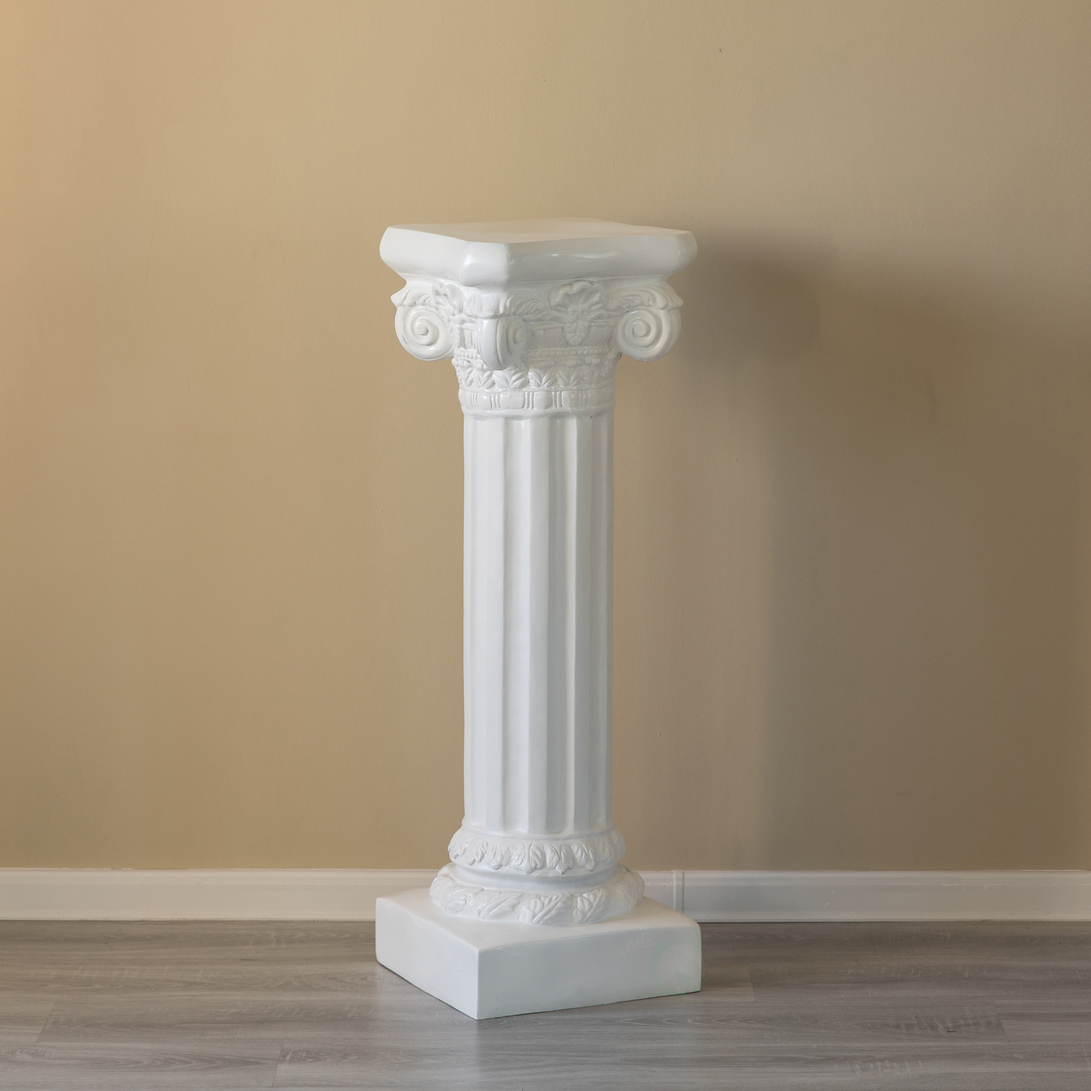 Decorative Modern Fiberglass White Plinth Roman Style Column Ionic