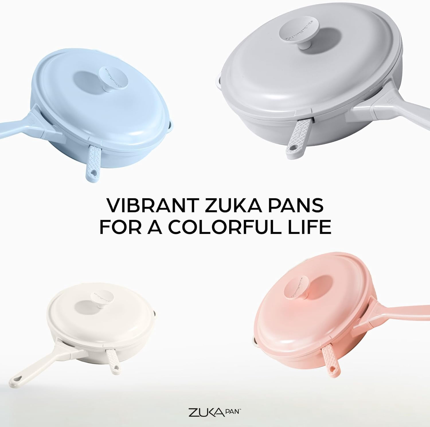 ZUKA Ceramic Pan by Granitestone, 6 Pc Non Toxic Ceramic Deep Frying Pan Set with Steamer & Spatula, Everyday Pan Skillet, Non Toxic Pans for Cooking, Nonstick Induction, Oven & Dishwasher Safe