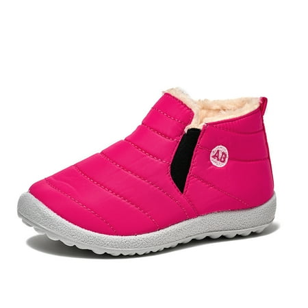 

Kids Snow Boots Solid Color Plush Warm Winter Ankle Boots For Boys And Girls