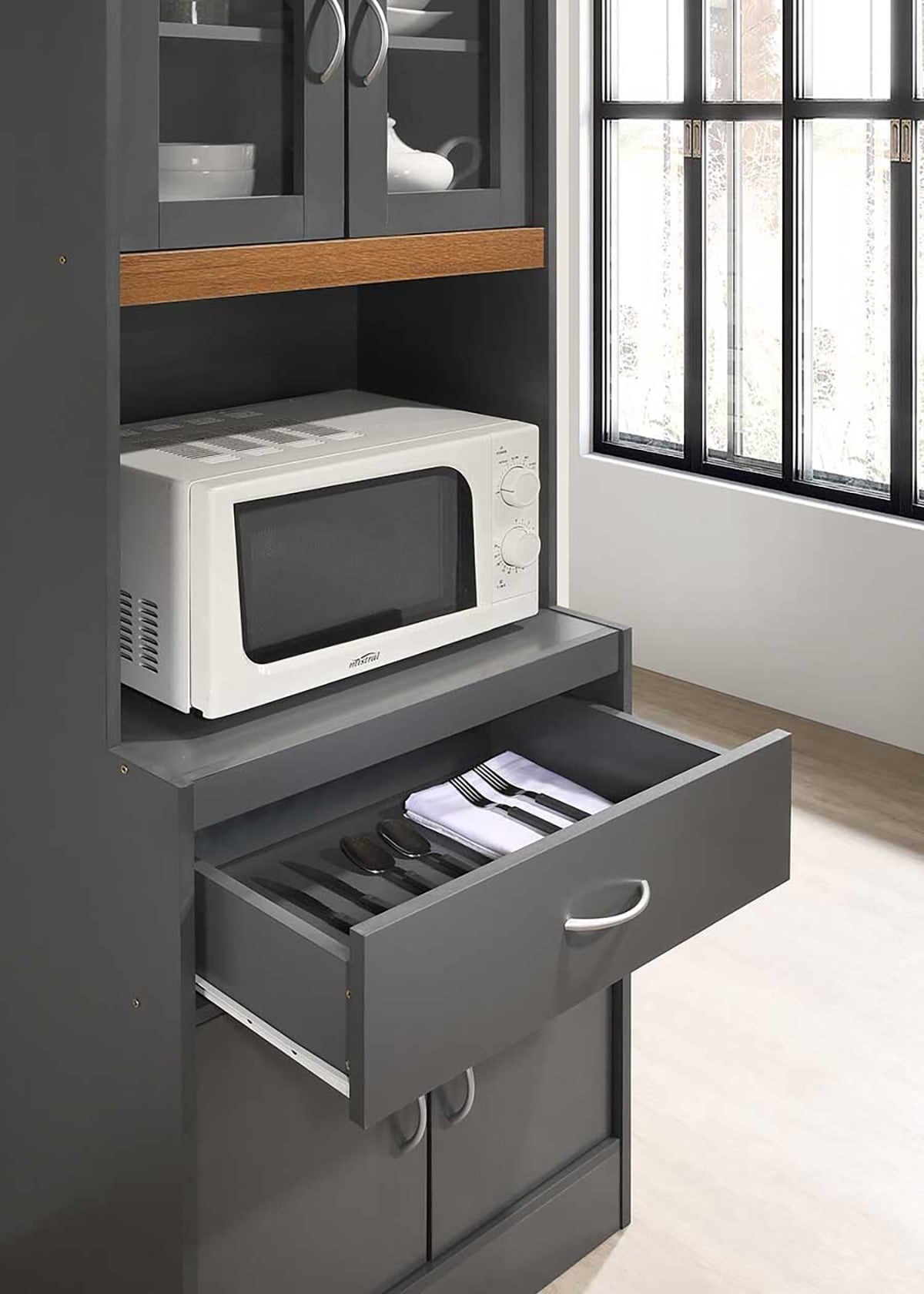 Hodedah Kitchen Cabinet with 1-Drawer, plus Space for