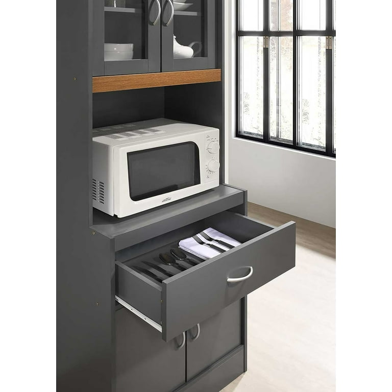 Hodedah Kitchen Cabinet with 1-Drawer, plus Space for Microwave in