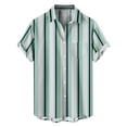 thumbnail image 2 of Antinious Summer Beach Shirt Men,Oversized Tshirts for Man,Mens Short Sleeve Shirts Button up Casual Patchwork Collar Stripe Print Pockets Tops,Green,XXXXL, 2 of 5