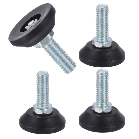 Uxcell 5/16"-18 Thread Furniture Feet Levelers, 4 Pack 25mm l Adjustable Furniture Feet Screw in Threaded Leveling Leg Screw on Chair Foot Glides Leveling for Table Chair Cabinet Black