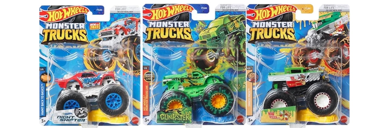 Hot Wheels Monster Trucks Connect and Crash Car Complete Set of 8 Diecast Vehicles with Hotweiler, Buzz, Board Wild, Gunkster, Beardevil and More from FYJ44-995G