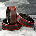 thumbnail image 6 of Tungsten Carbide Rings for Men Wedding Bands for Him 8mm Double Red Racing Stripes, 6 of 10