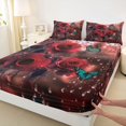 thumbnail image 3 of Homewish Dreamy Red Rose Bed Sheets,Romantic Floral Flower King Sheets,Cyan Butterfly Sheet Set For Girls Kids,Breathable Home Decor,4-Piece, 3 of 7