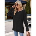 thumbnail image 4 of Womens Y2K Split Side Knit Sweater Crewneck Long Sleeve Pullover Solid Knit Side Slit Blouse Tunics, 4 of 8