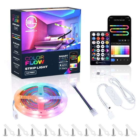 Brightlux 6.5 ft Color Changing Integrated LED Corded Electric Strip Light Fixtures