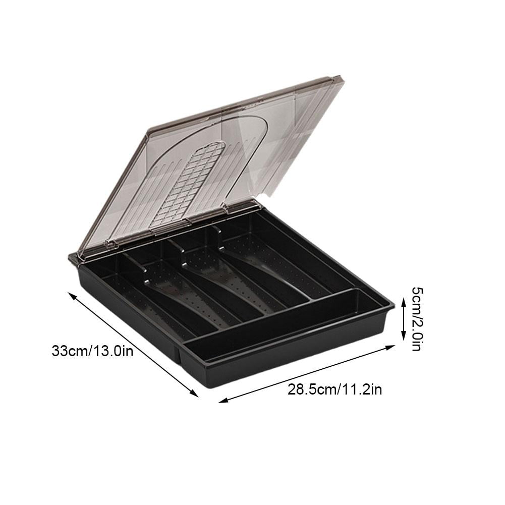 5-Compartment Cutlery Organizer Box with Lid for Kitchen Drawer Dust-Free Storage Portable and Universal Fit