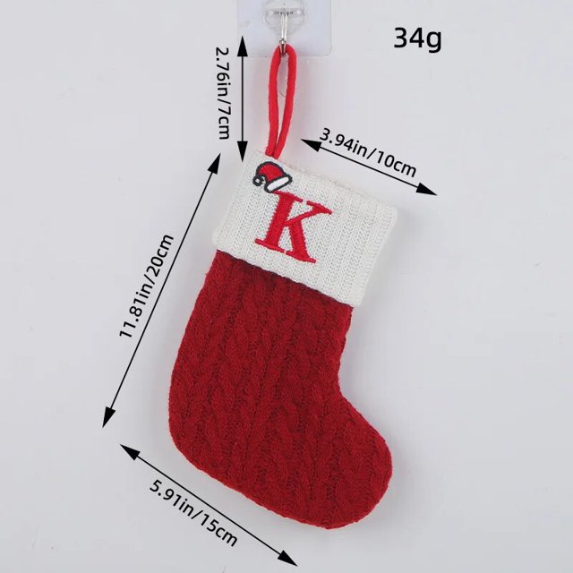 Calcetines de punto con letras rojas clásicas para Navidad, decoración navideña, colgante, ideal para regalo, 2023