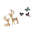 thumbnail image 6 of CarpNettore Deer Sculpture Statue Reindeer Figurine Tabletop Animal Ornament Bird Wall Hanging Wooden Bird Wall Art Made From Resin And Wood Suitable for Bedroom, 6 of 8