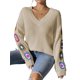 thumbnail image 1 of Suéteres de Punto de Larga con Estampado Floral Bohemio Clásico para Mujer, Estilo Informal, para Otoño e Invierno 2025. Albaricoque S, 1 of 8