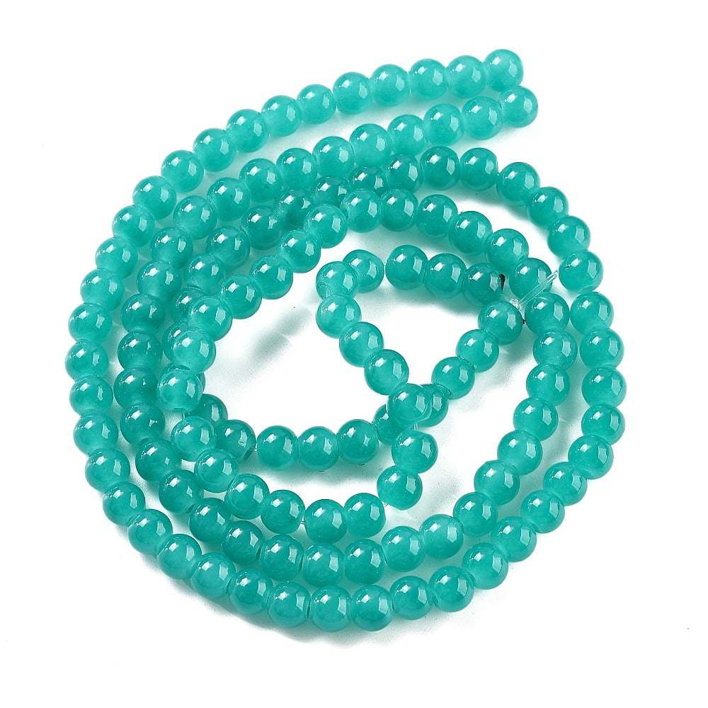 20Strand Baking Painted Imitation Jade Glass Round Bead Strands Medium Turquoise 6.5mm Hole: 1.4mm about 138pcs/strand 29.72''(75.5cm)