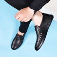 thumbnail image 2 of XIHAHA-zapatos de cuero de microfibra para hombre, zapatillas masculinas de punta estrecha, suaves, transpirables, con agujeros, a la moda, de verano, 2 of 5