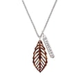 thumbnail image 2 of Delight Jewelry Acrylic Large Leaf Pearly Brown Silvertone Forever Bar Charm Necklace, 23", 2 of 4