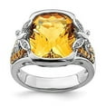 thumbnail image 3 of 925 Sterling Silver Rhodium Diamond and Citrine Ring Size 7, 3 of 6