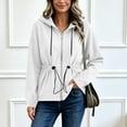 thumbnail image 2 of Women's Zip Up Sweatshirt Jacket Adjustable Drawstring Waist Long Sleeve Hoodie with Pockets Soft Lightweight Fall Casual Outerwear White, 2 of 5
