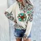 thumbnail image 5 of Moda mujer manga larga otoño camiseta impresión bolsillos con capucha blusa Tops Fridja  bvmnju7952, 5 of 7