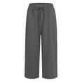 thumbnail image 4 of Susanny Womens Capri Yoga Pants Wide Leg Drawstring Lounge Pants Loose Comfy Workout Capris Sweatpants with Pockets Dark Gray 3XL, 4 of 9