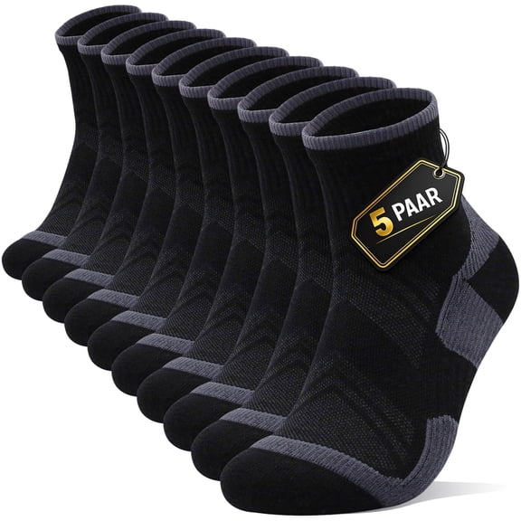 LWFBDTK Women Crew Athletic Socks 5 Pairs, Breathable Cushioned Long Sport Running Casual Crew Socks for Women, US Size L 9-12.5 Black