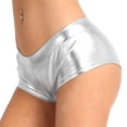thumbnail image 3 of MSemis Women's Metallic PVC Leather Booty Shorts High Waisted Briefs Hot Pants, 3 of 4
