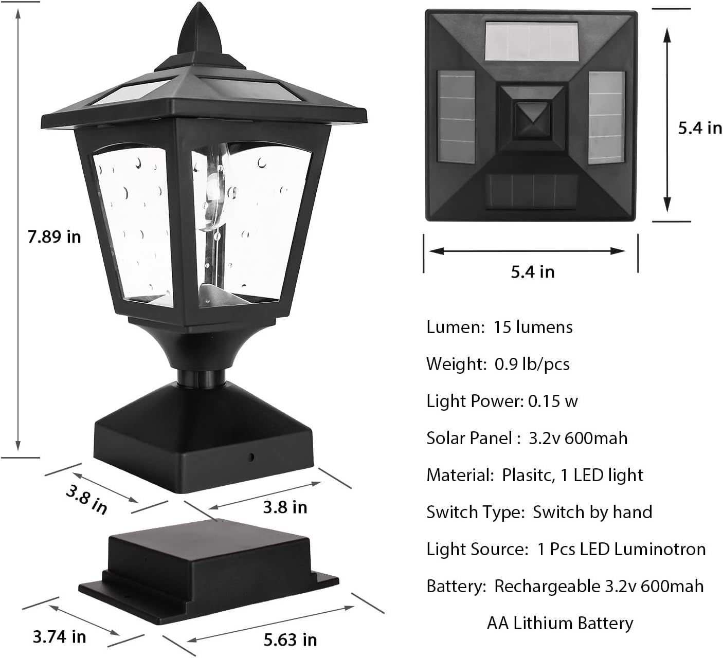 Kanstar 2 pack Solar Post Cap Lights for 4x4 Wood Posts, Waterproof LED Deck Lights for Fence & Patio