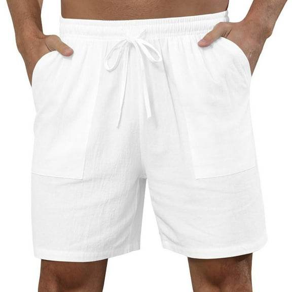 fatyb Mens Casual Shorts Lightweight Summer Beach Shorts Drawstring Plain Vacation Shorts with Pockets