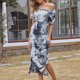 thumbnail image 1 of Vestido de camisa de mujer con estampado de teñido anudado, manga corta, abertura lateral, calles de Abanopi Extragrande, 1 of 7