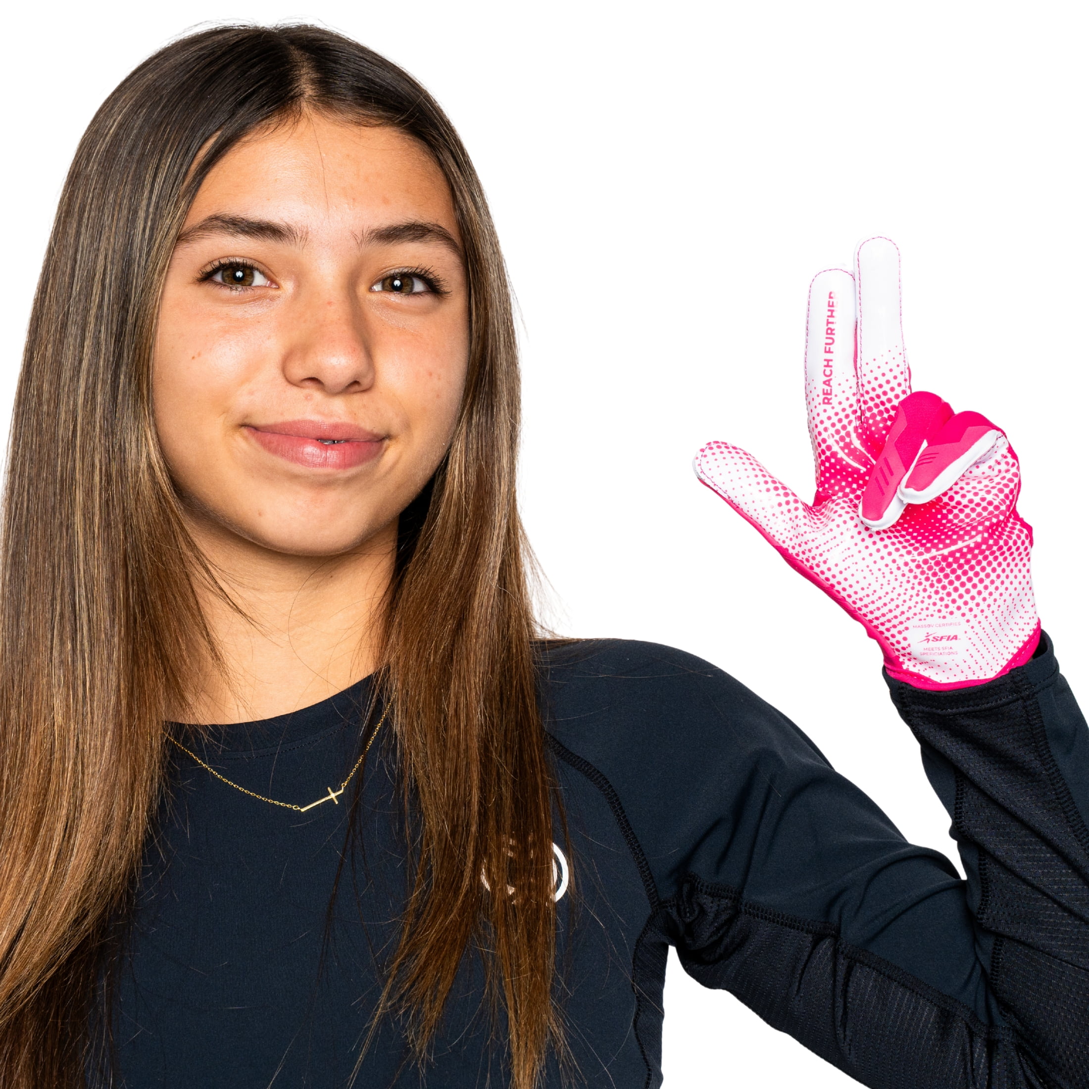 Massov VPRO3 Youth Football Glove, Child Receiver Glove, Pink, Small