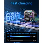 Bluetooth 5.3 FM Transmitter Car Adapter, Wireless Adapter Car Kit, 48 W (PD 36 W & 12 W) 3.0 Fast USB Charger, Hands Free Calling, Bass Lossless Hi-Fi Sound Support U Disk
