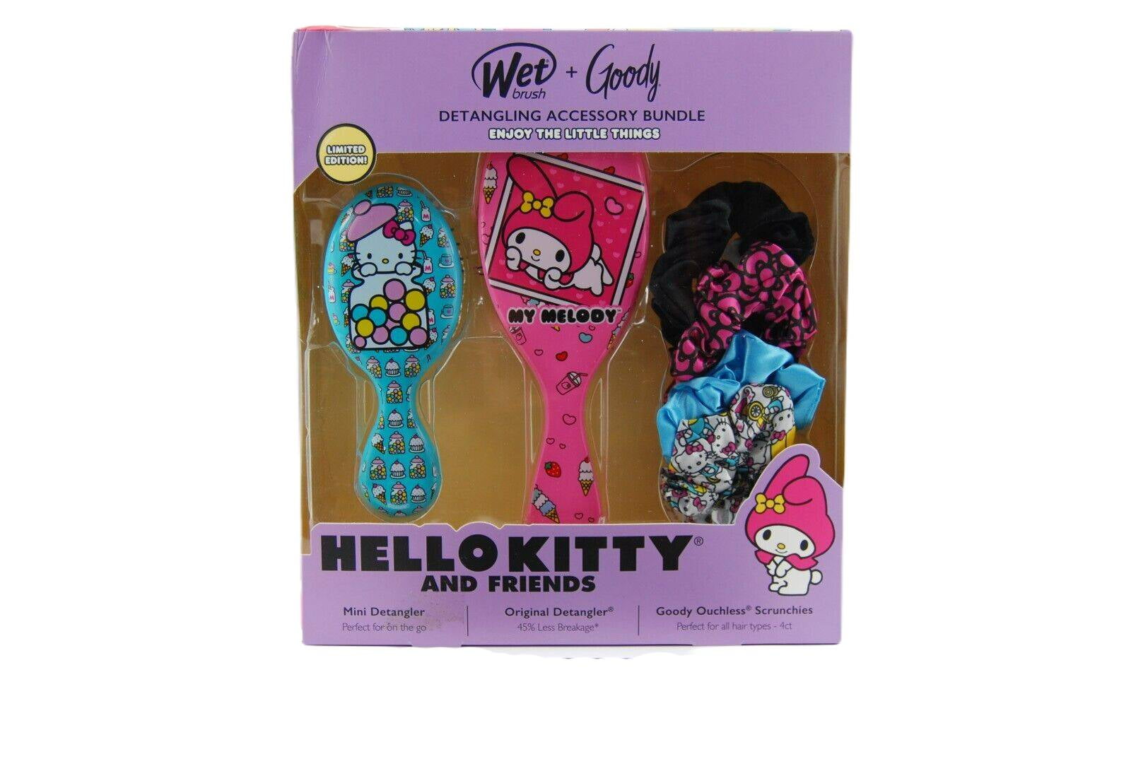 SANRIO HELLO KITTY Chococat Goody WET BRUSH gift set deals scrunchi black choco cat