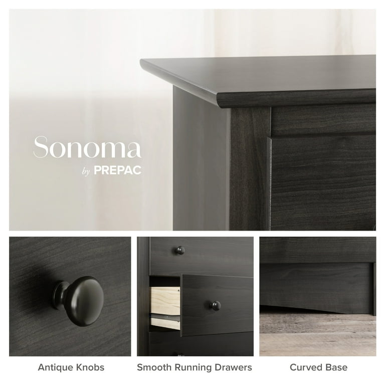 Prepac Sonoma 6-Drawer Dresser, Washed Black, Wooden Bedroom Furniture, Functional Decor - Walmart.com Prepac Sonoma 6-Drawer Dresser, Washed Black, Wooden Bedroom Furniture, Functional Decor - Walmart.com