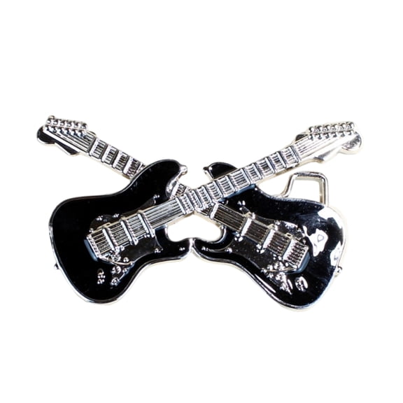 JZROCKER Replacement Belt Buckle Double Guitar Metal Craft Dark Guitar Photo Props Punk Belt Buckles for Men Women