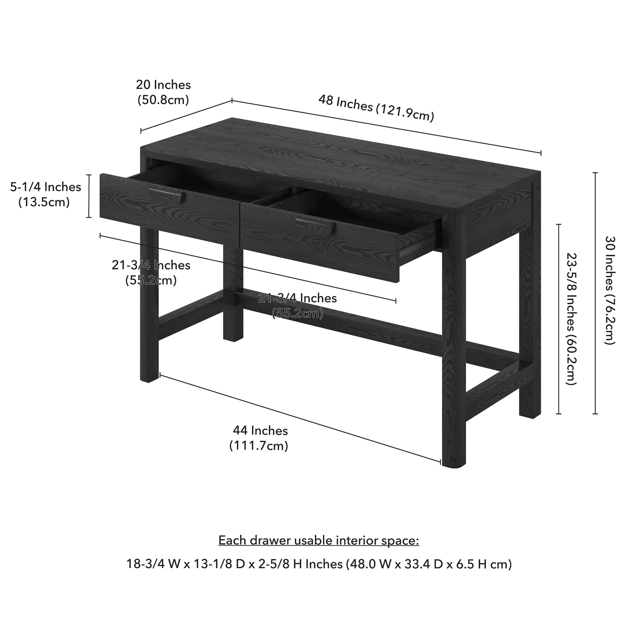 Evelyn&Zoe Modern/Contemporary 48" Wide Black Grain Home Office