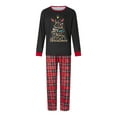 thumbnail image 2 of Elippeo Christmas Family Pajamas Matching Set Letter Christmas Tree Print Long Sleeve Tops and Plaid Pants Sleepwear Nightwear, 2 of 10