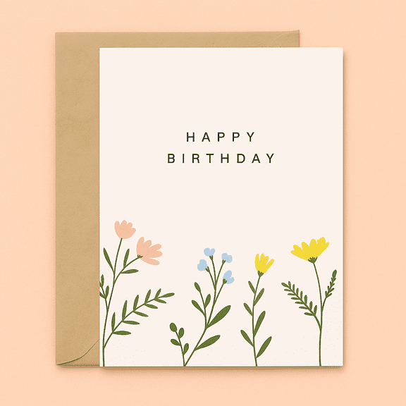 Happy Birthday Card with Floral Design – Blank Inside, Envelope Included – Perfect for Celebrating Birthdays, Milestones, and Special Moments