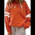 thumbnail image 2 of Sudadera Holgada A Rayas para Mujer (Otoño 2025), Cuello Redondo, Larga, Informal, con Bloques de Color Naranja M, 2 of 8