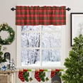 thumbnail image 2 of Christmas Red Tartan Valance and Tier Set of 3,Classic Green Buffalo Plaid Window Curtain Rod Pocket Vlances for Kitchen,Watercolor Grid Panel Drapes Light Filtering Short Curtain for Bedroom, 2 of 6