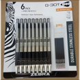 thumbnail image 2 of Zebra G-301 Gel Stainless Steel 9 Pack w/ 6 Refill Cartridges, 2 of 2