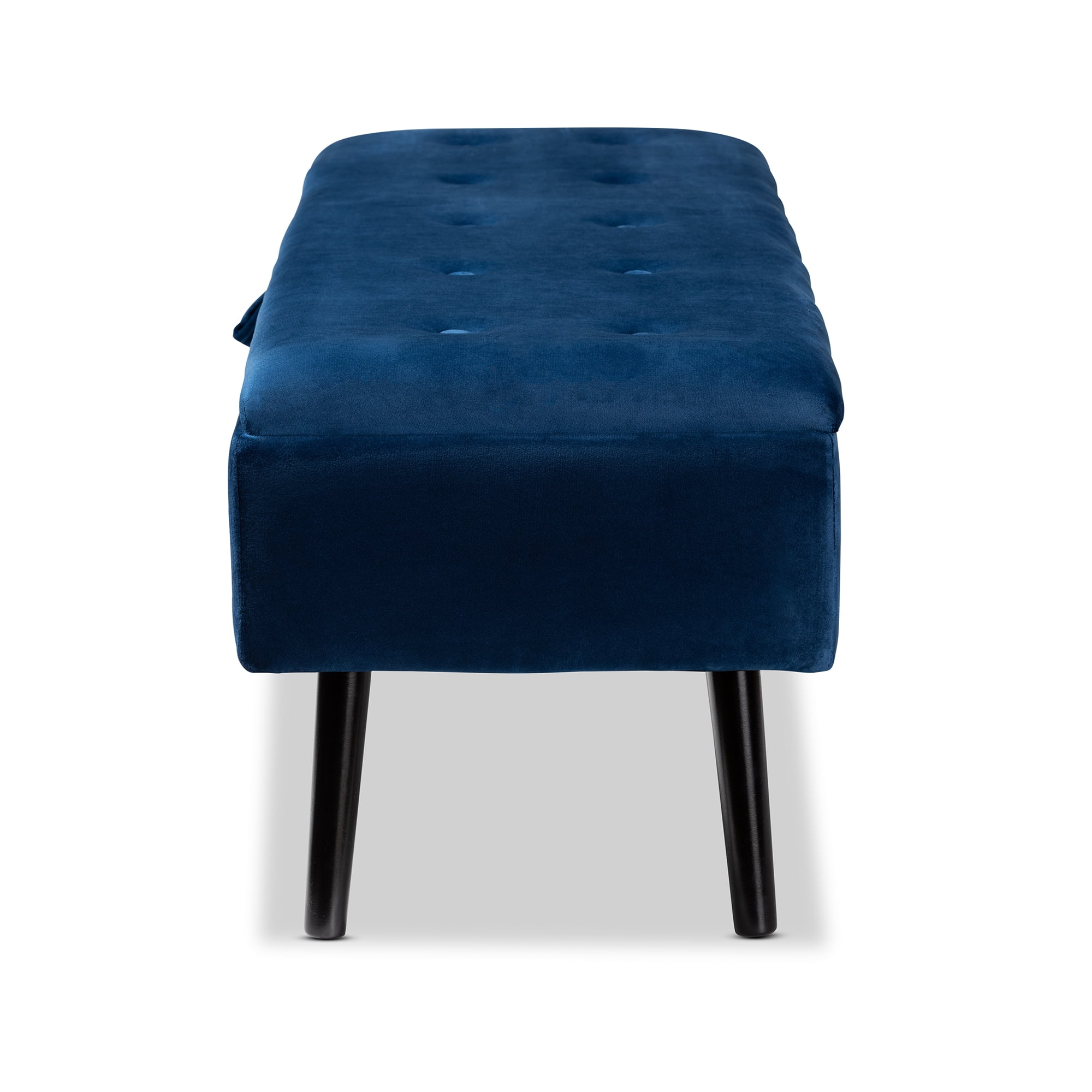 Baxton Studio Caine Upholstered & Tufted Bench, Navy Blue