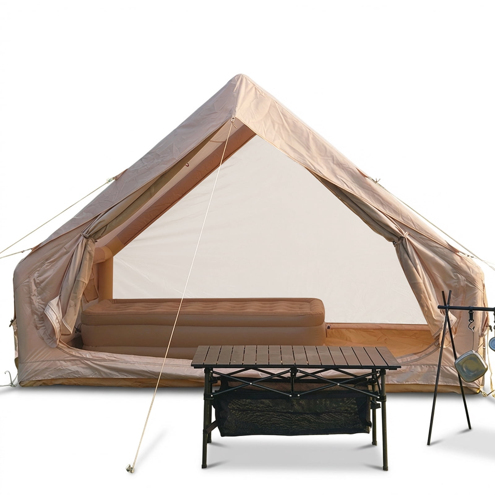 Inflatable Camping Tent with Pump, Waterproof 3-4 Person Glamping Air Tent, 210D Oxford Fabric, Instant Setup & Windproof for Outdoor Family Adventure