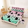 thumbnail image 2 of jejeloiu Gradient Silhouette Pattern Bed Sheets For Kids,Cute Pet Cat Loves King Sheets For Girl,4pcs, 2 of 6