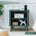 thumbnail image 6 of PHOYAL Green Large End Table with Charging Station, Vertical Strip Square Side Tables with Sliding Door Storage for Living Room, 6 of 8