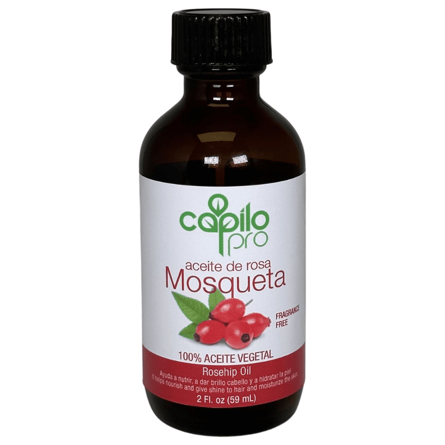Capilo Pro Rose Hip Oil, Hair & Skin Nourishing Treatment, 100% Vegetable Oil, 2 oz