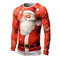 thumbnail image 1 of RXMEKW Haut à Manches Longues Imprimé de Noël pour Hommes, Chemise Décontractée en Polyester, Rouge G, 1 of 3