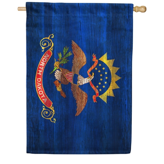 America Forever North Dakota State Flag 28 x 40 Inch Double Sided Outdoor Yard Decorative USA Vintage Wood State of North Dakota House Flag, Made in the USA
