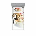 thumbnail image 2 of Ambesonne Animal Fitted Sheet & Pillow Sham Set, Abstract Art Wild Horse, Queen, Tan Red Brown, 2 of 3
