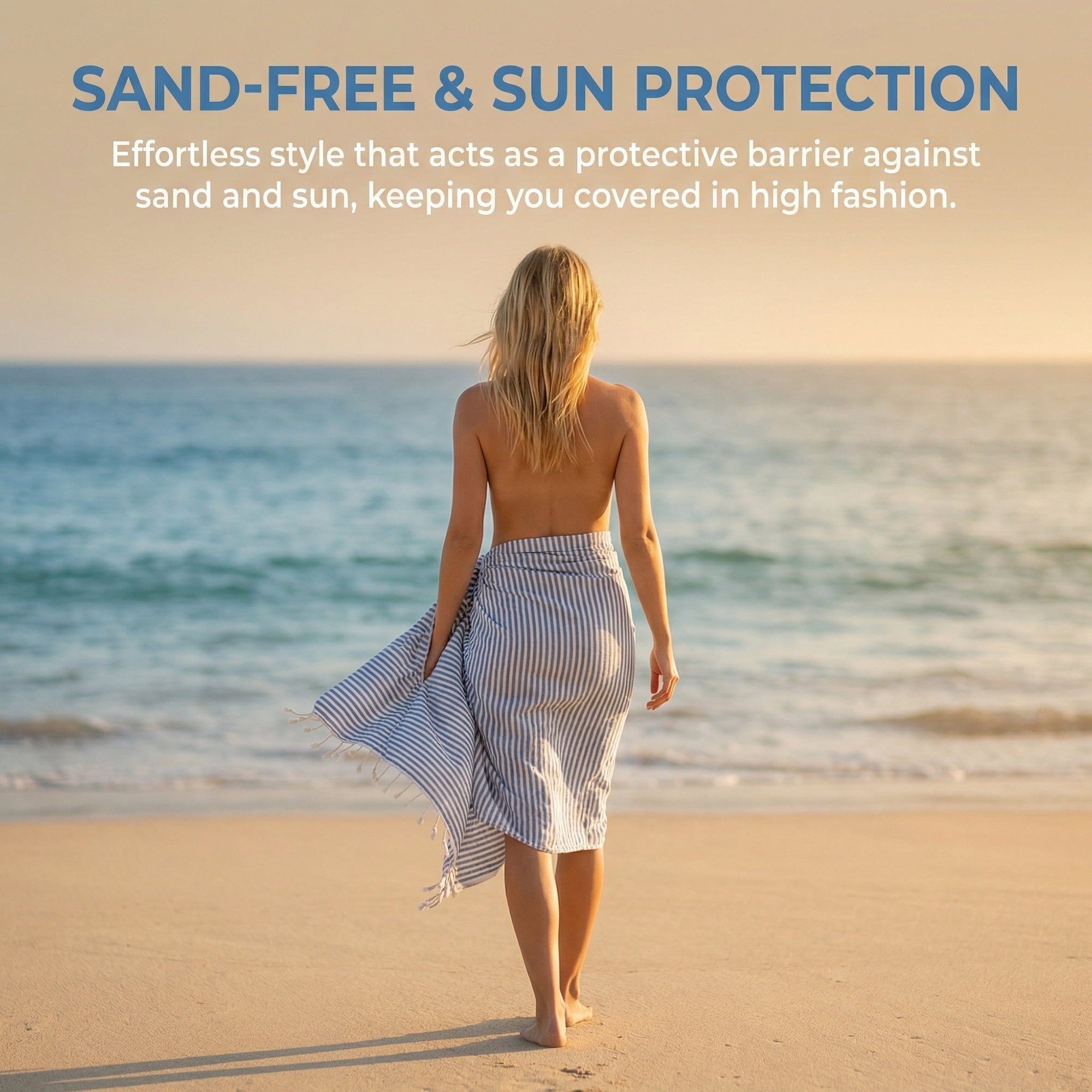 Unique Bargains 2 Pack Soft Sand Free Quick Dry Turkish Towel Blue/Yellow 71"x40"