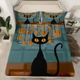 thumbnail image 2 of jejeloiu Brown Blue Twin Sheet Sets,Funny Cat Kitten Twin Fitted Sheet,Pet Animal Lover Flat Sheet For Girls Boys,Microfiber Bedroom Decor,3pcs, 2 of 7